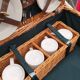 Picnic basket with white porcelain crockery