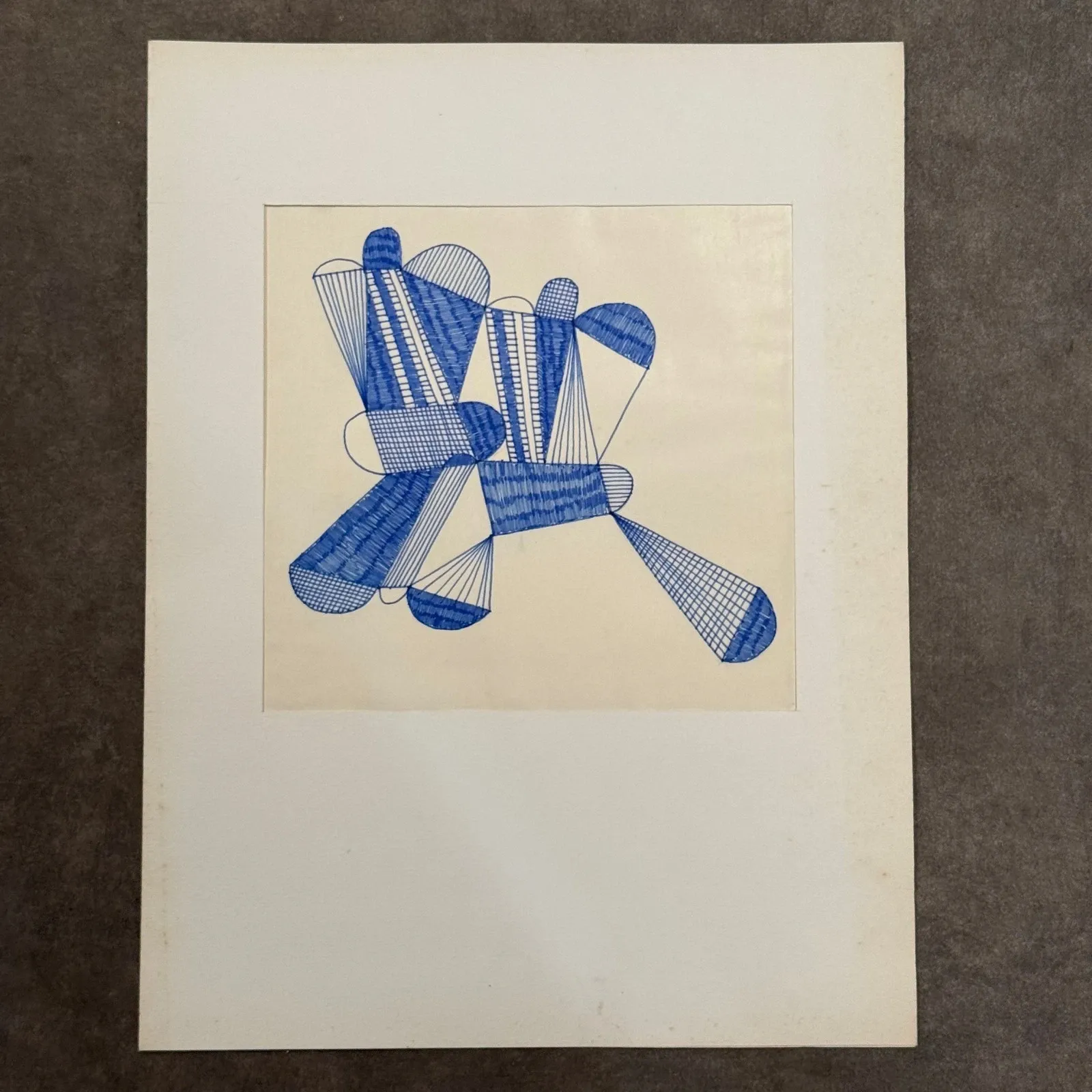 Modern composition drawing 1970 by François de Chabot