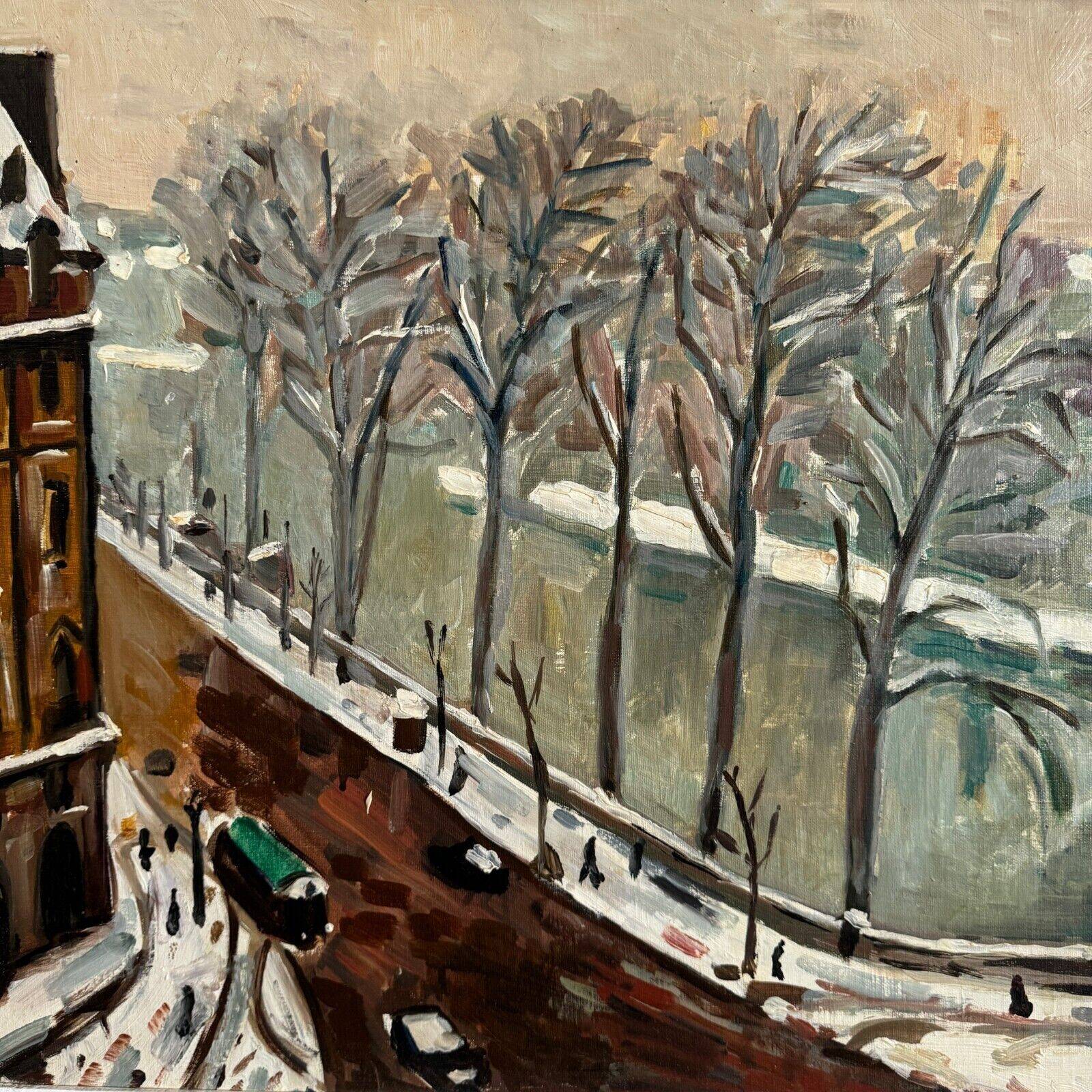 Oil on canvas boulevard scene in Paris 20th century in the style of Marquet