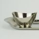 Danish 3-piece set sugar bowl creamer and tray stainless steel