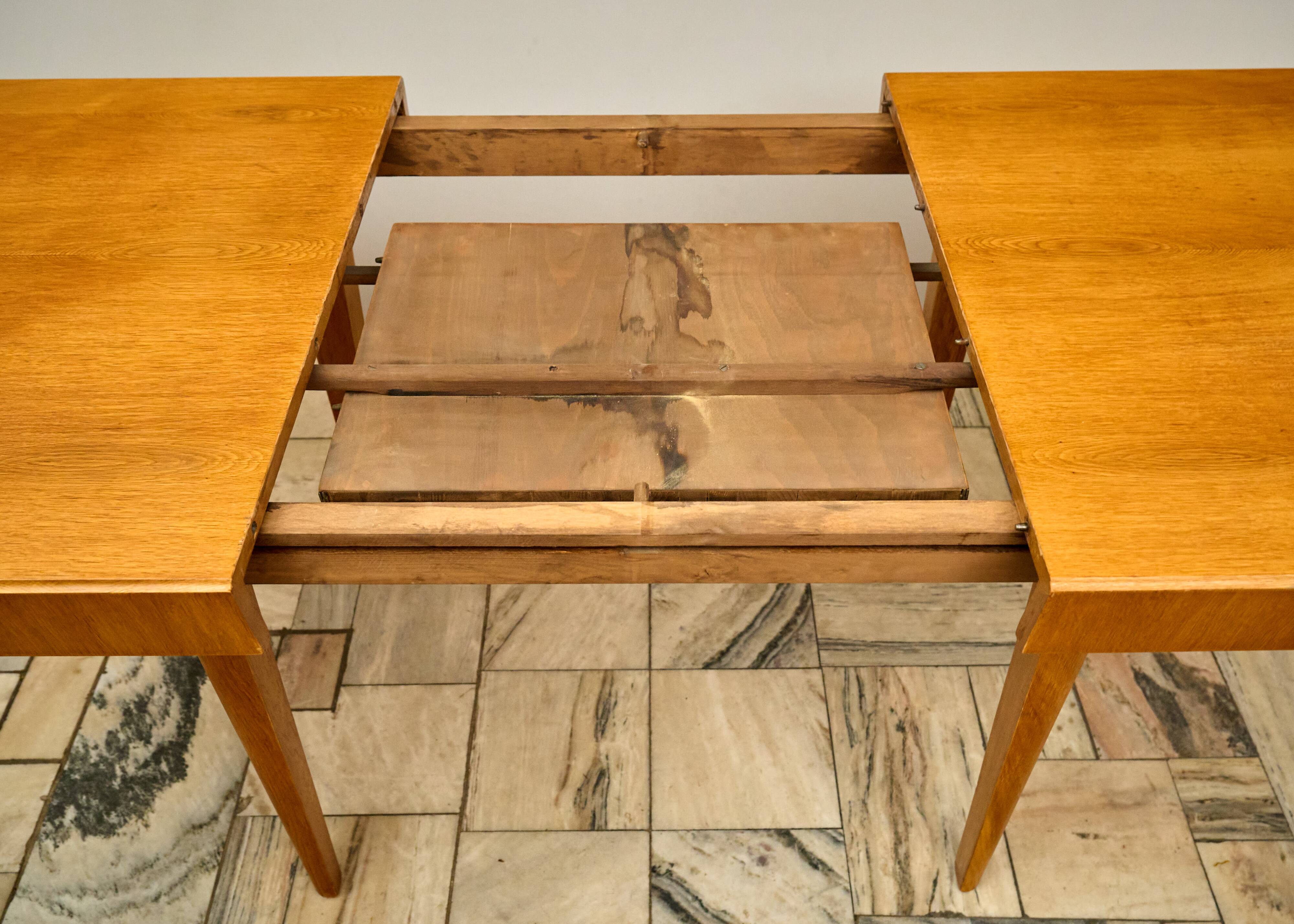 Vintage Extendable Oak Dining Table 1960s Czechoslovakia