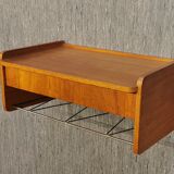 Scandinavian bedside wall shelf in teak