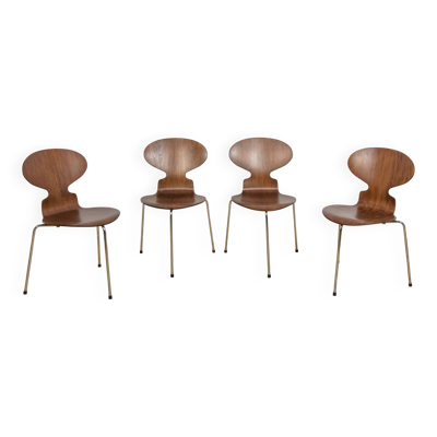 Chaises de salle à manger Model 3101 Ant du milieu du siècle par Arne Jacobsen pour Fritz Hansen, Danemark, années 1970, ensemble de 4.