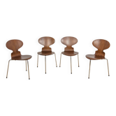 Chaises de salle à manger Model 3101 Ant du milieu du siècle par Arne Jacobsen pour Fritz Hansen, Danemark, années 1970, ensemble de 4.