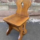 2 Scandinavian Brutalist chairs Pierre Chapo School Mid Century Wood 1960