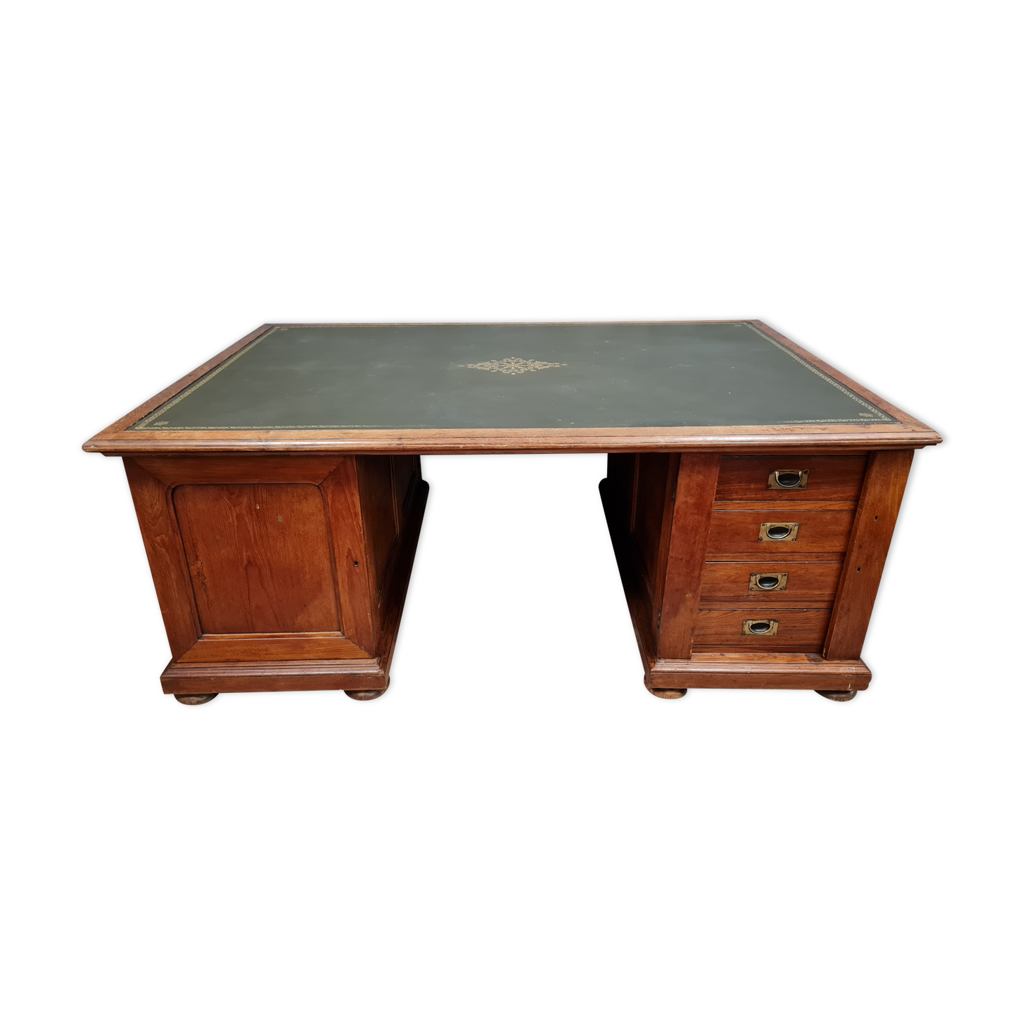 Trade furniture: double-sided desk in oak stained Napoleon III era around 1880