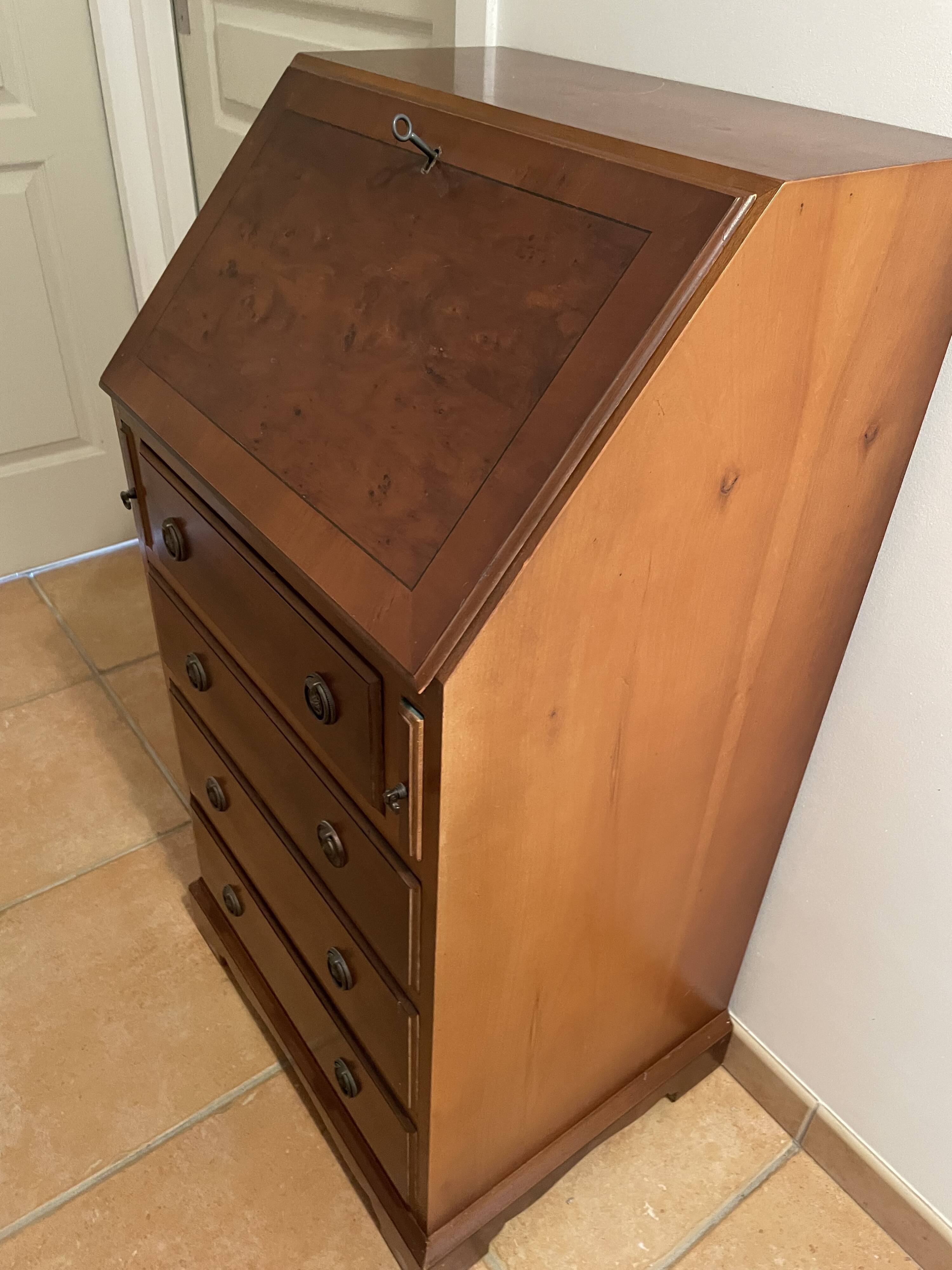 Secretary with a burr elm finish — English manufacture Rosjohn