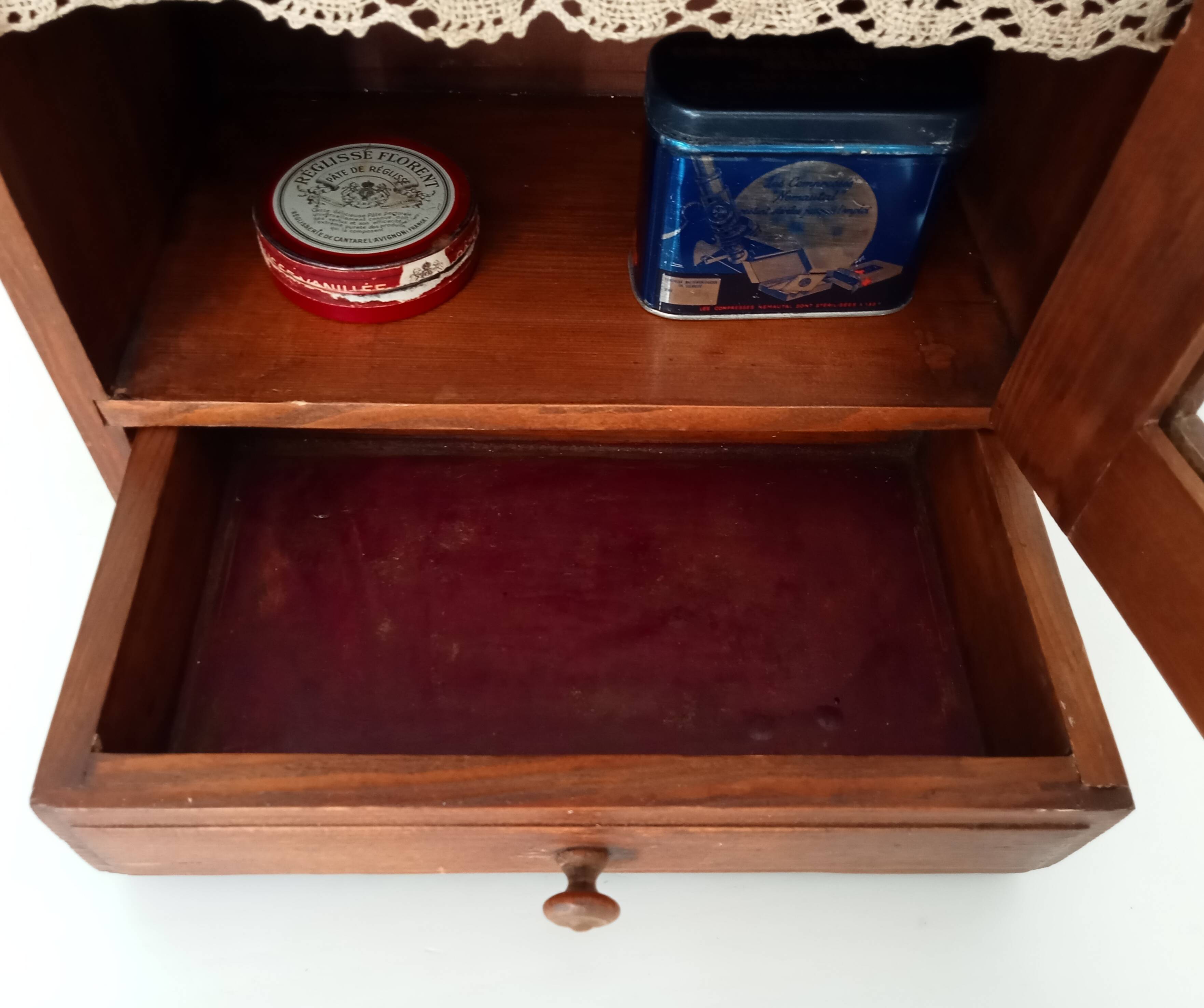 Old bathroom cabinet from the 40s in solid oak
