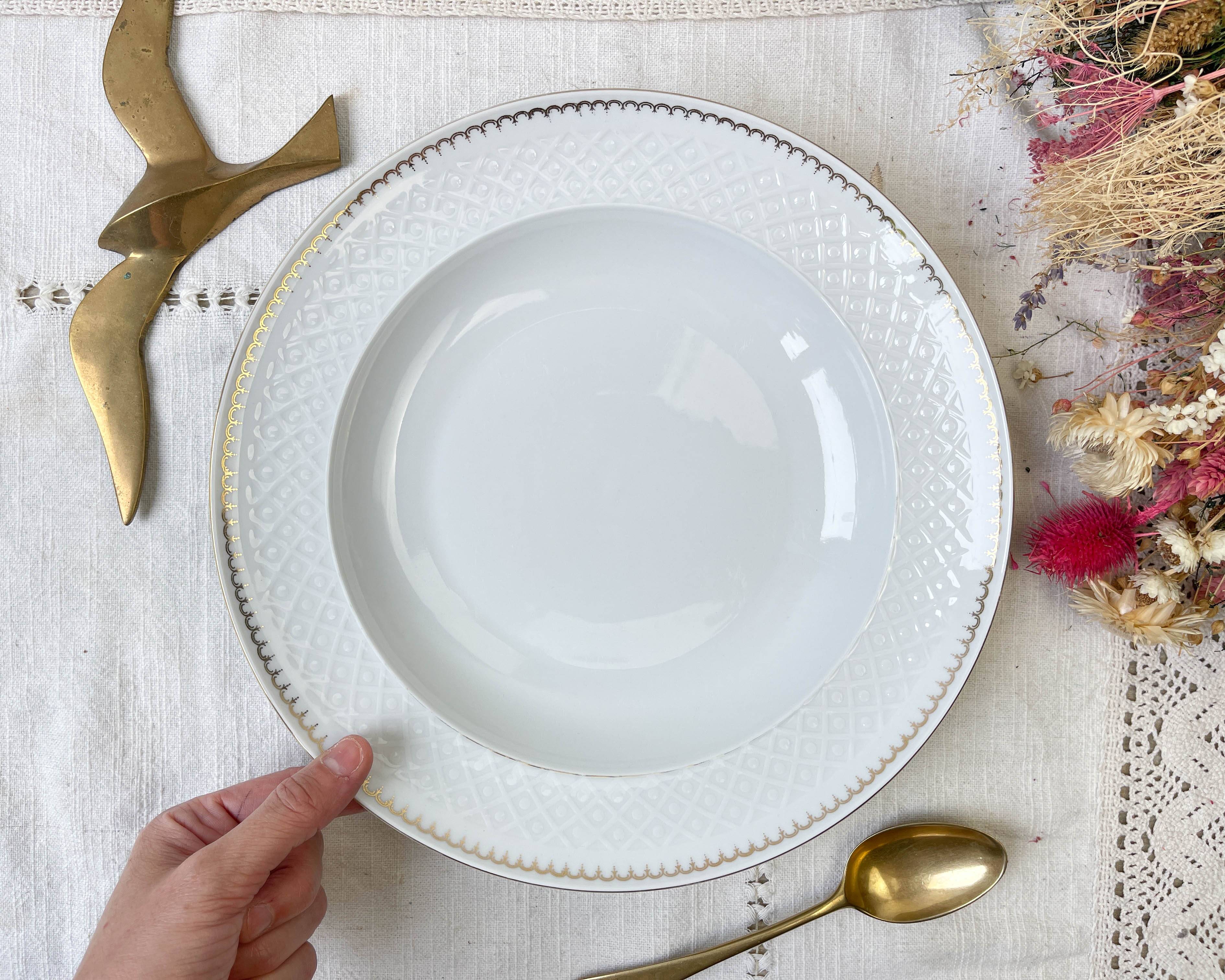 BAVARIA white and gold porcelain deep dish, "Annabell" model -