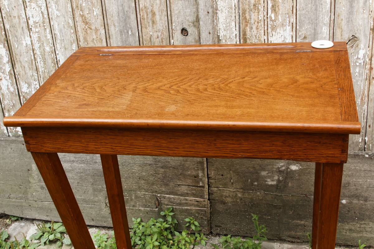 Wooden school desk and chair, 1950s