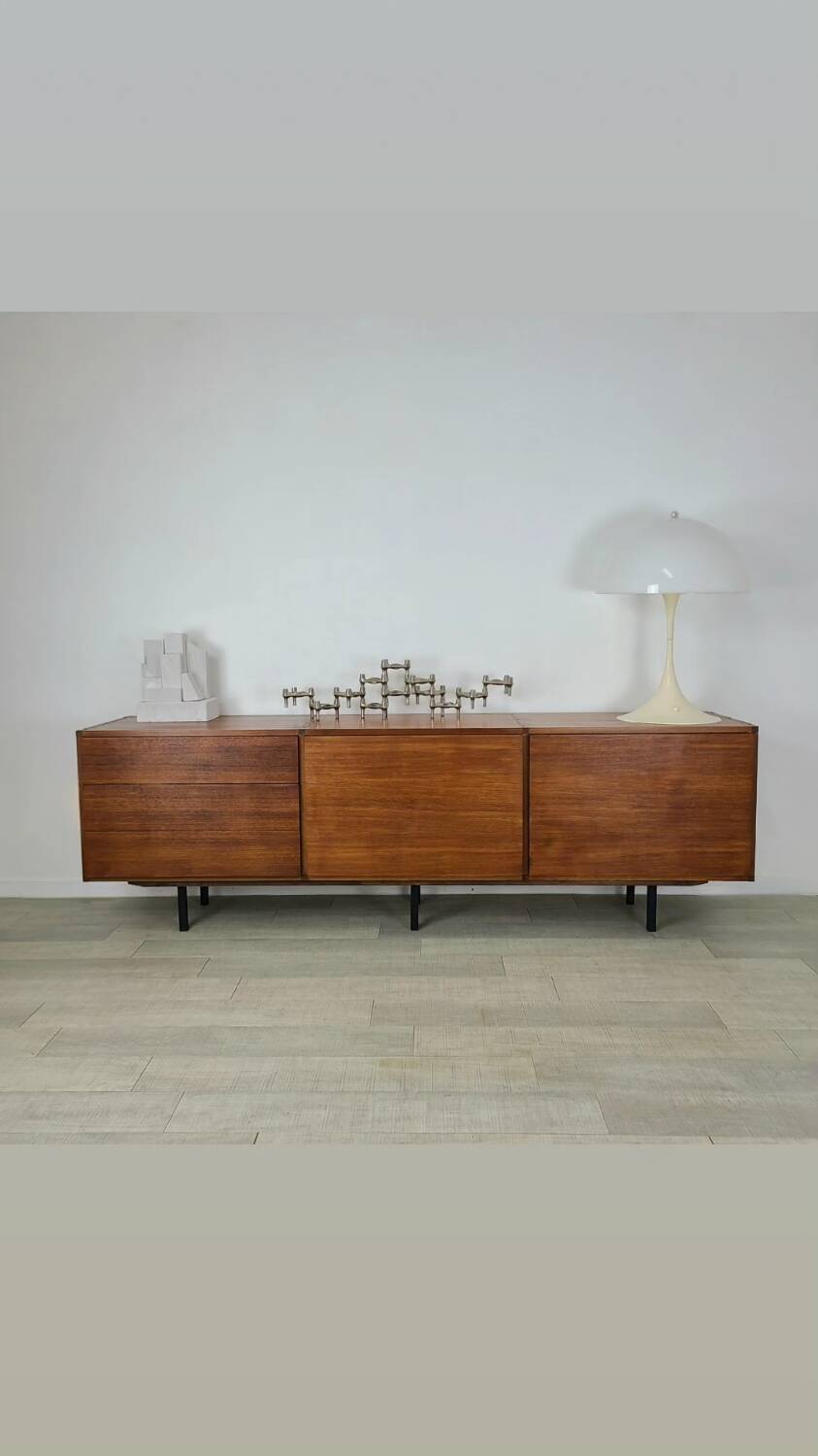 Vintage ARP sideboard in teak 1960s design Guariche Minvielle