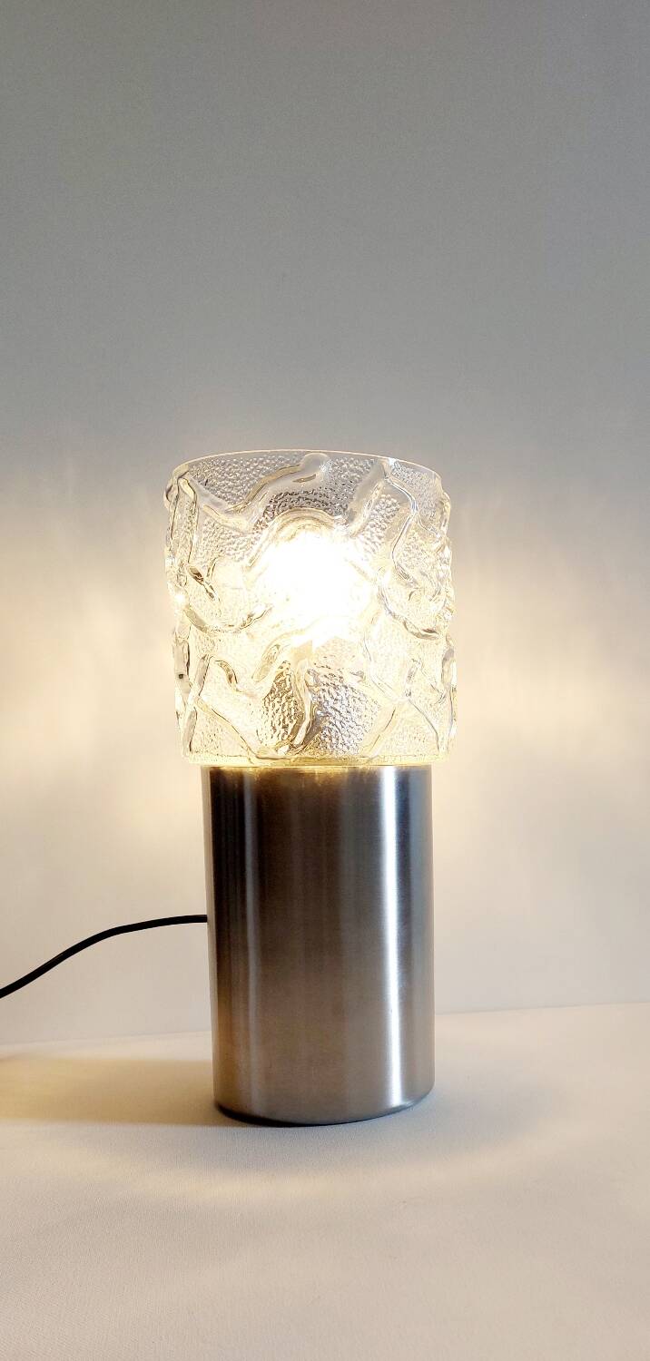 Vintage glass and stainless steel lamp