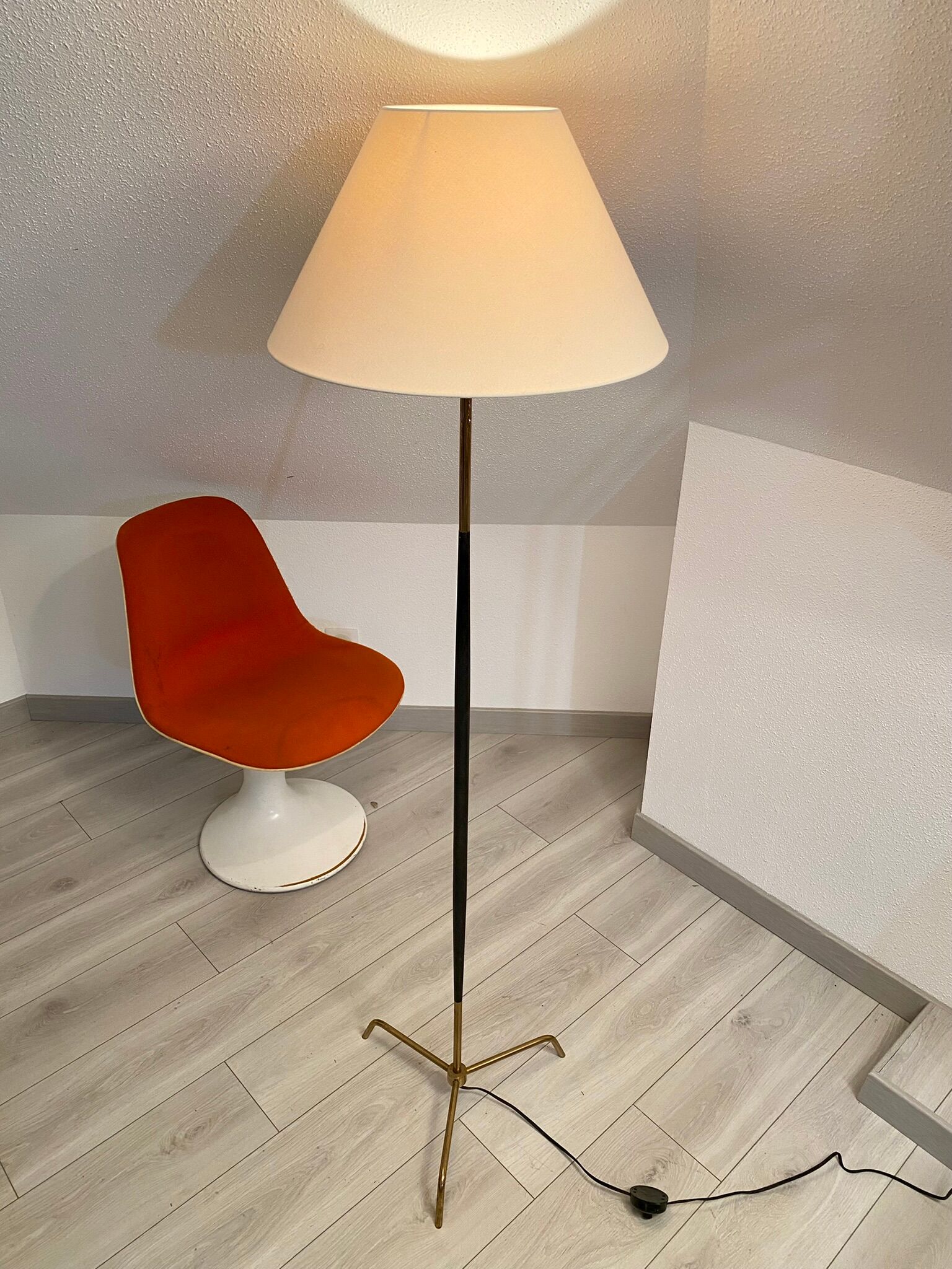 Floor lamp metal brass year 50 design Lunel / vintage