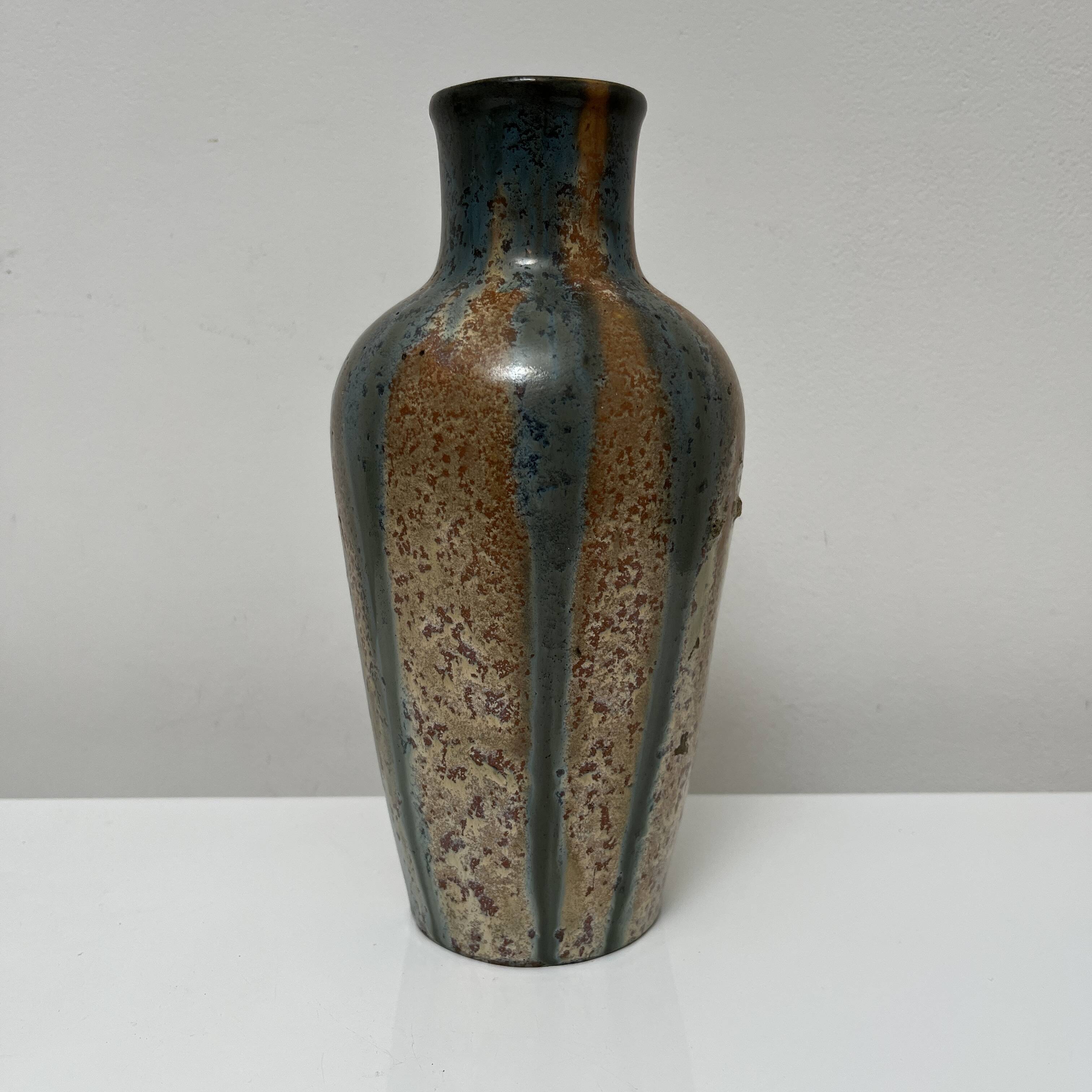 Pierrefonds Greber Delaherche style flamed stoneware vase