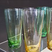 Set of 6 coloured vintage juice glasses in very good condition.