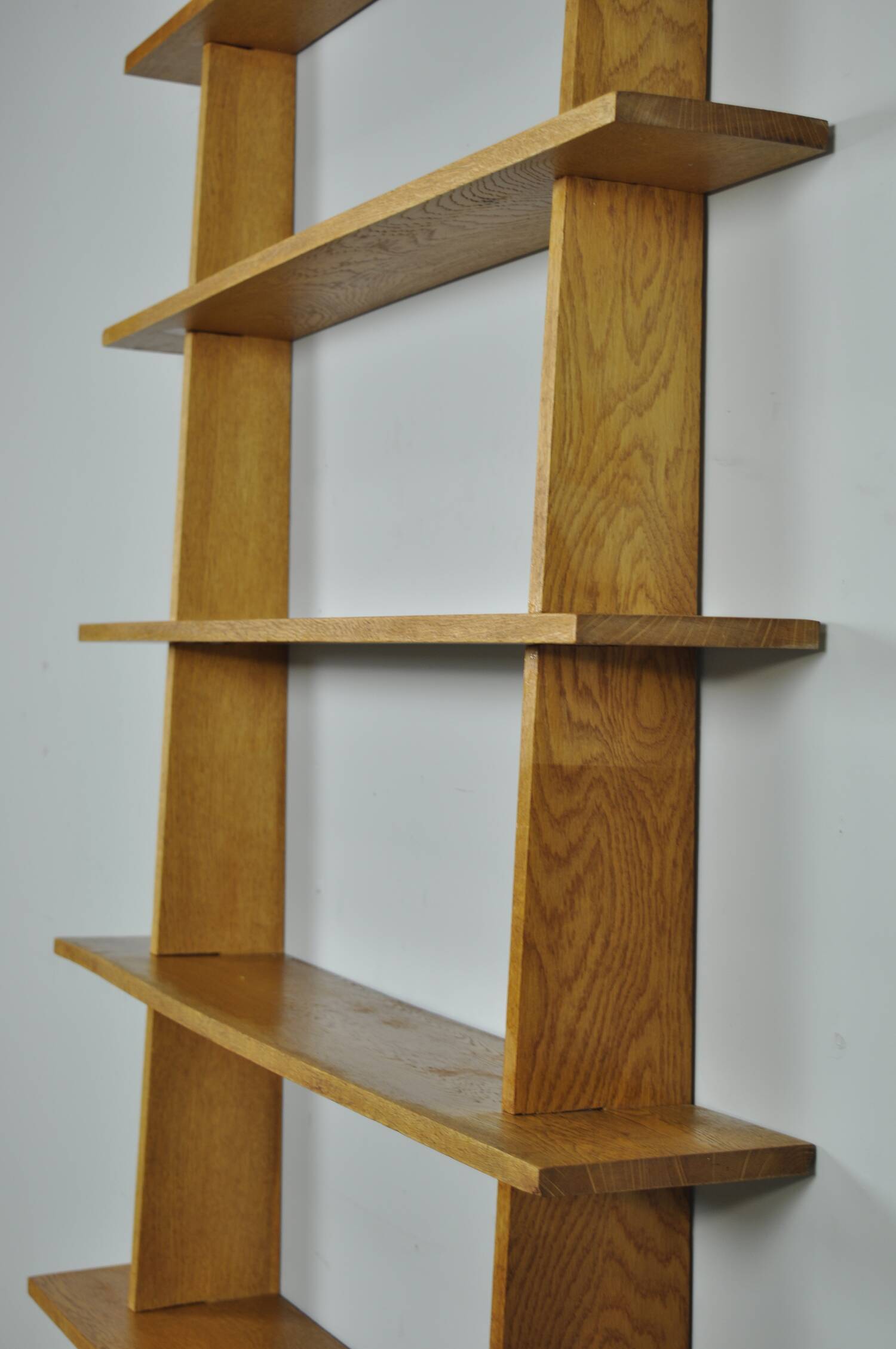 Handcrafted oak bookcase, 1970s