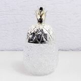 Glass and metal pineapple candy box