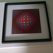 Tableau Vintage Art Optique - Victor Vasarely - Frame 40x40cm