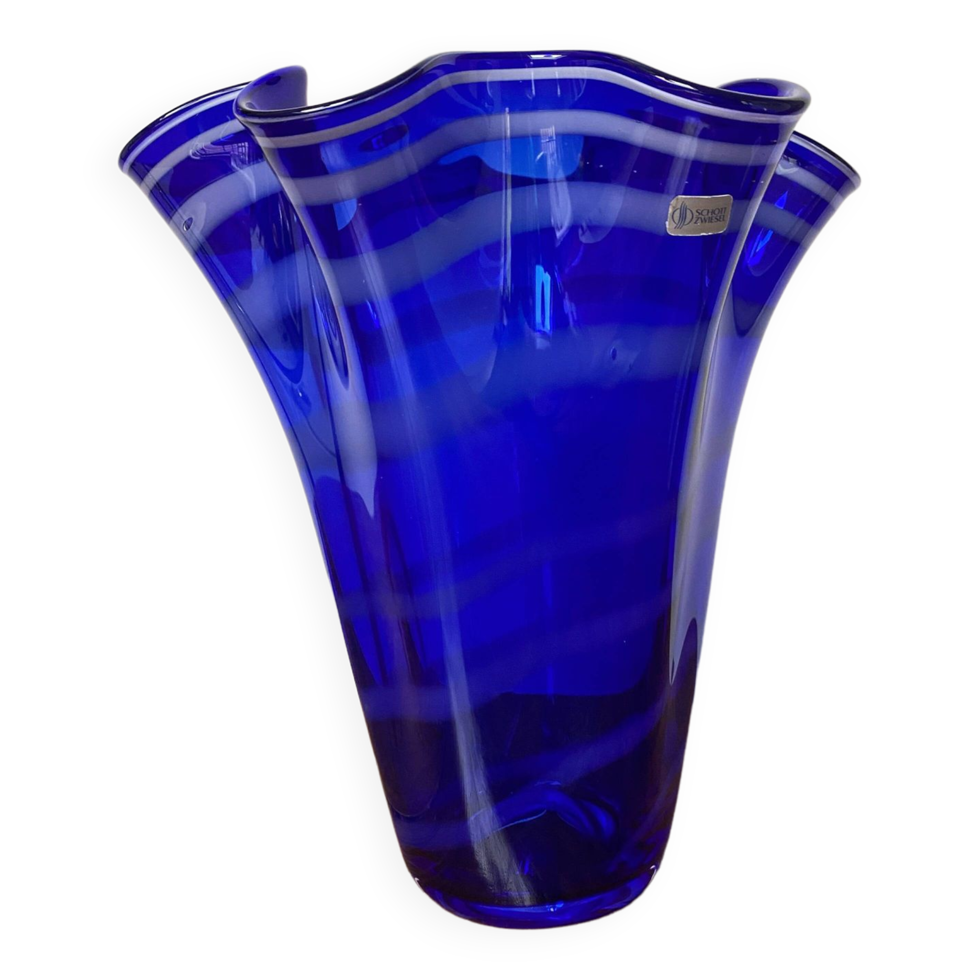 cobalt blue handkerchief vase