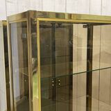 Paire de vitrines d'exposition en chrome doré et verre fumé - années 80