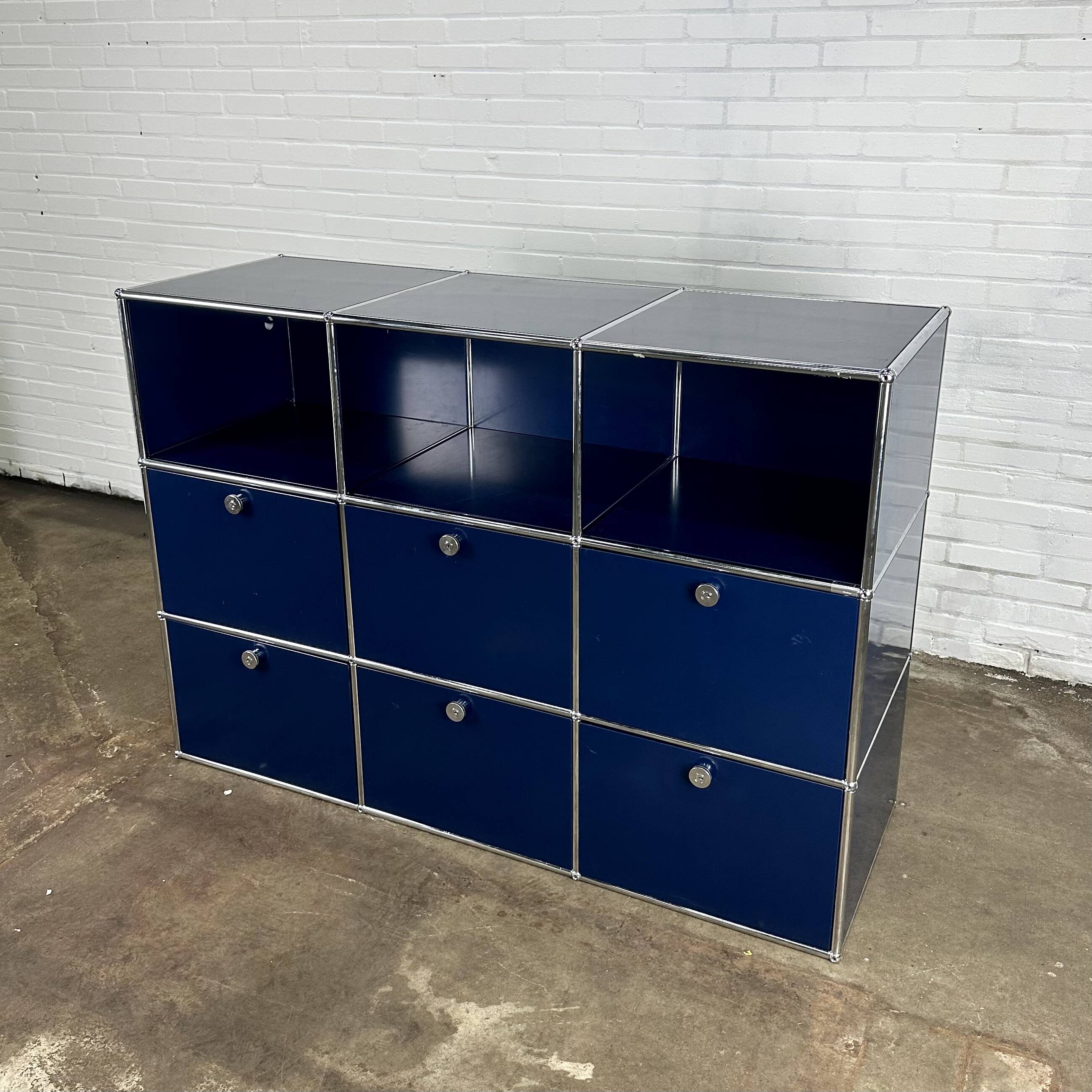 USM Haller cabinet / highboard dark blue with open modules