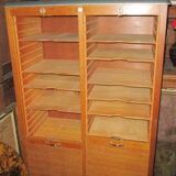 Double roll-top filing cabinet