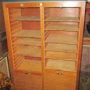 Double roll-top filing cabinet