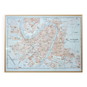 Imprimée en 1909, carte de Vérone (Verona), Vénétie, Italie.