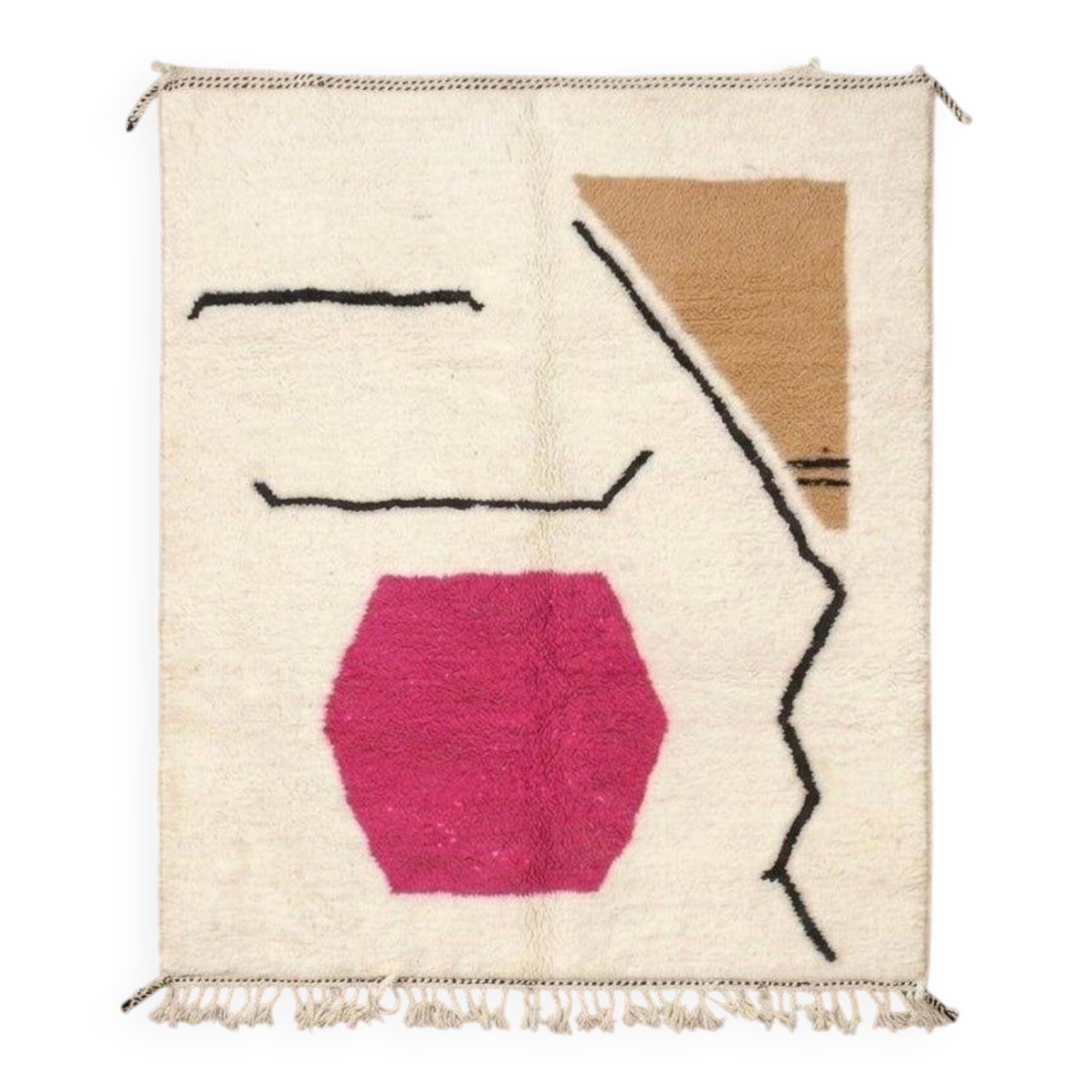 Natural wool rug, authentic handmade fabric, size 1.5/2.5 m.
