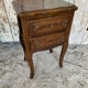 Antique Nightstand Louis XV Style Wood 2 Drawers Vintage #E294