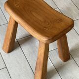 Vintage solid elm stool from the 70s