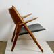 Chaise Lounge CH28 in Teak and Black Leather by Hans Wegner for Carl Hansen
