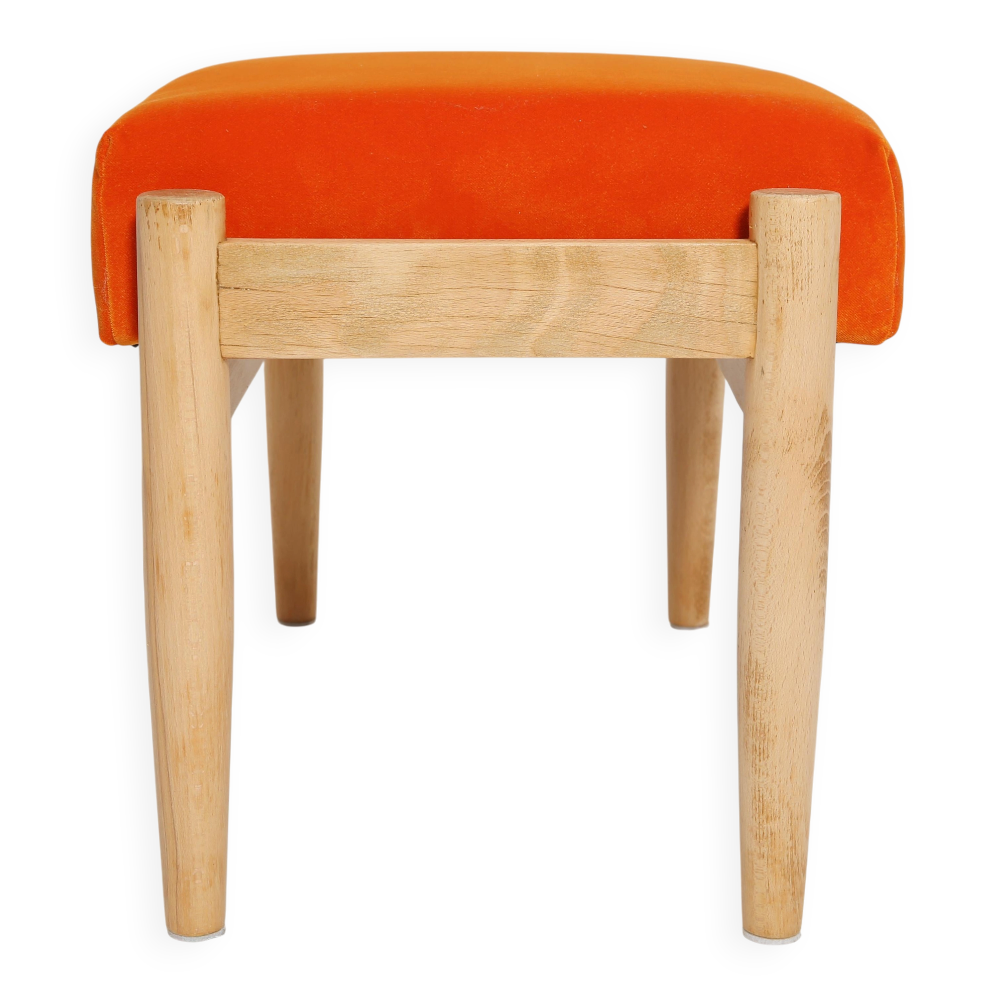 Vintage orange velvet stool mid-century, Edmund Homa, 1960s