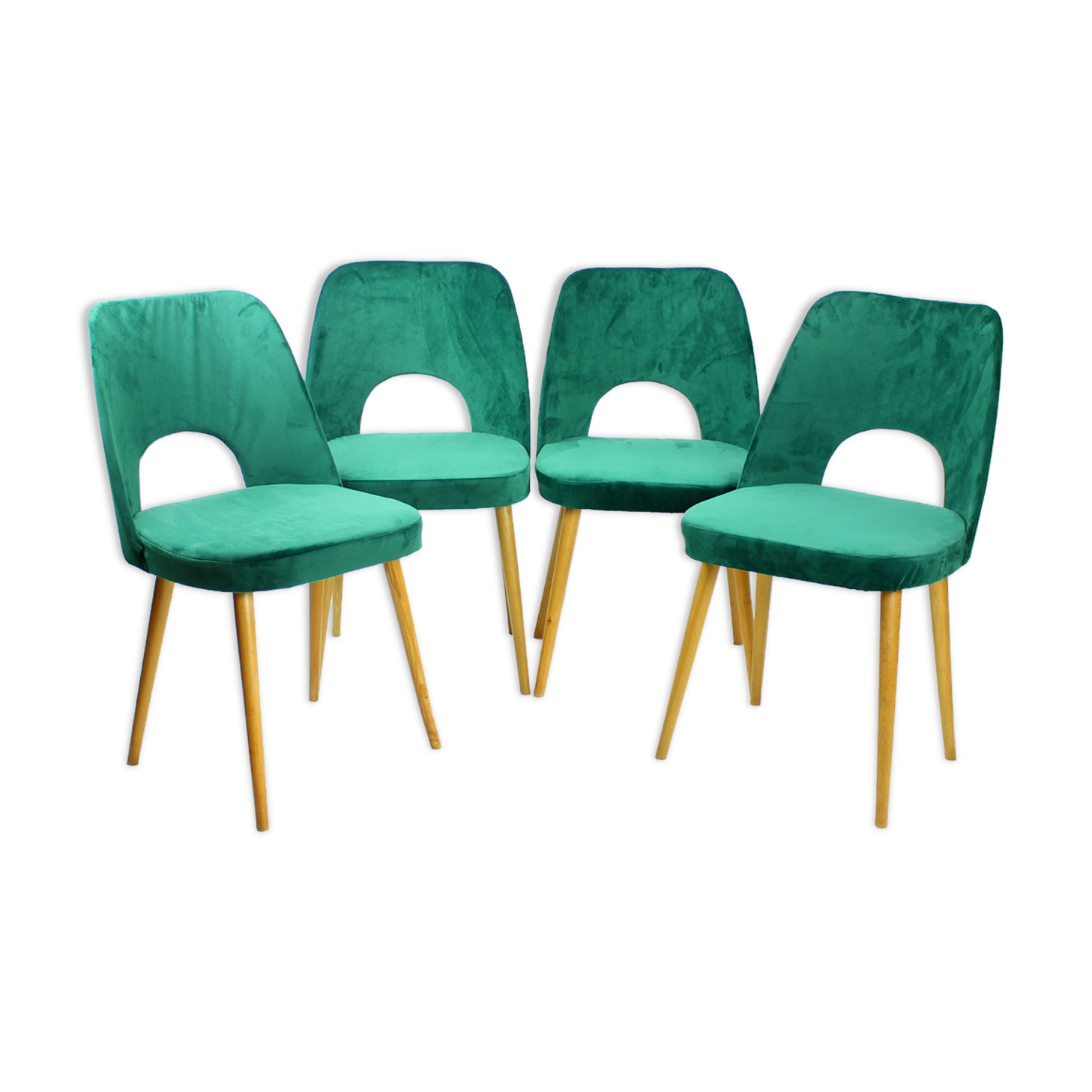 Dining Chairs By Oswald Haerdtl In Velvet For Ton, Czechoslovakia 1950s, Set Of 4