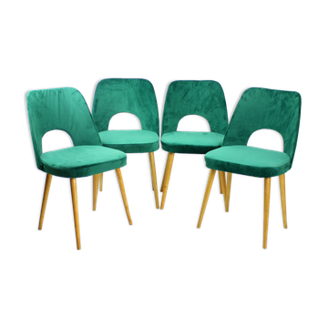 Dining Chairs By Oswald Haerdtl In Velvet For Ton, Czechoslovakia 1950s, Set Of 4