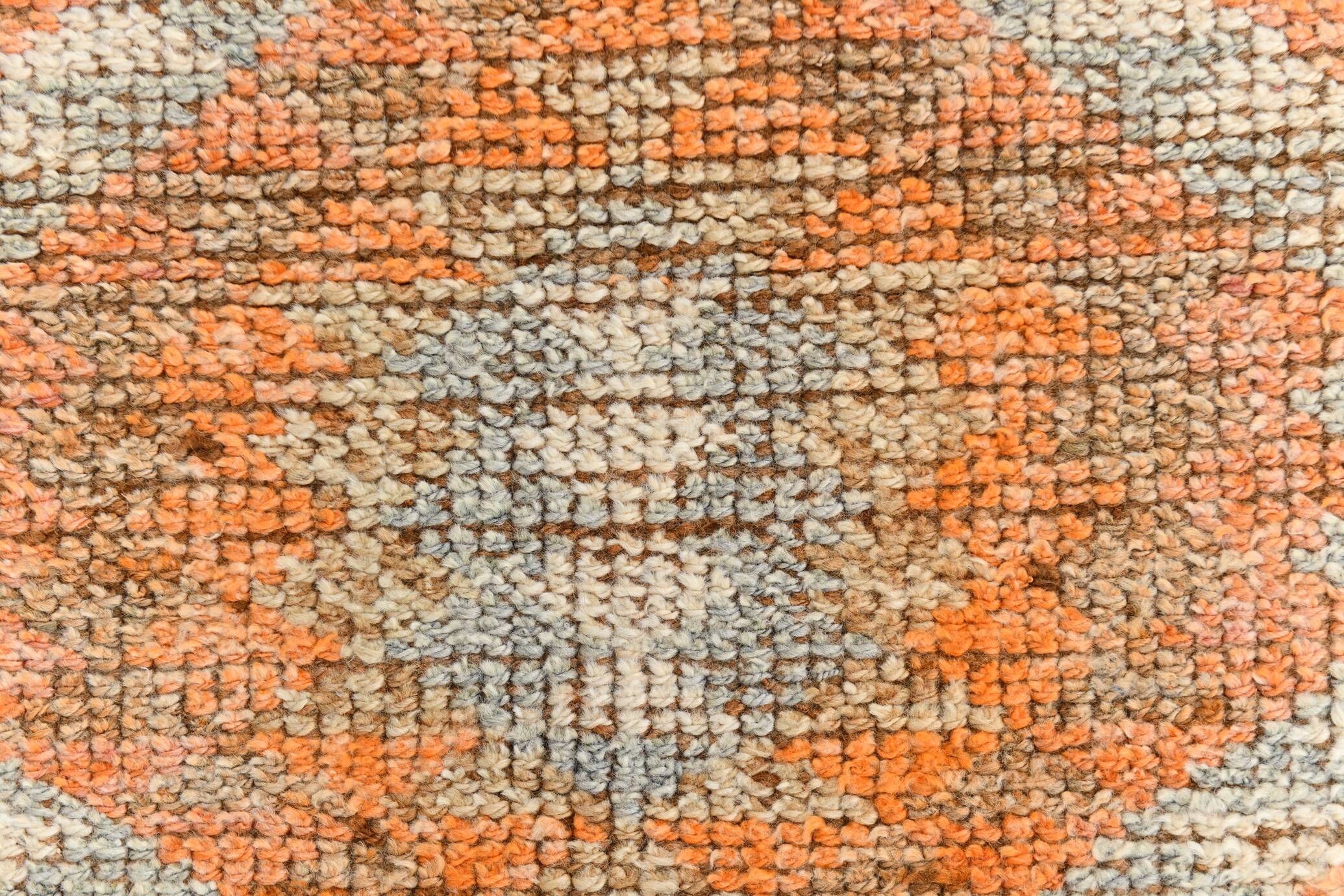 Orange & Beige Tribal Oushak Runner Rug, 88x362Cm