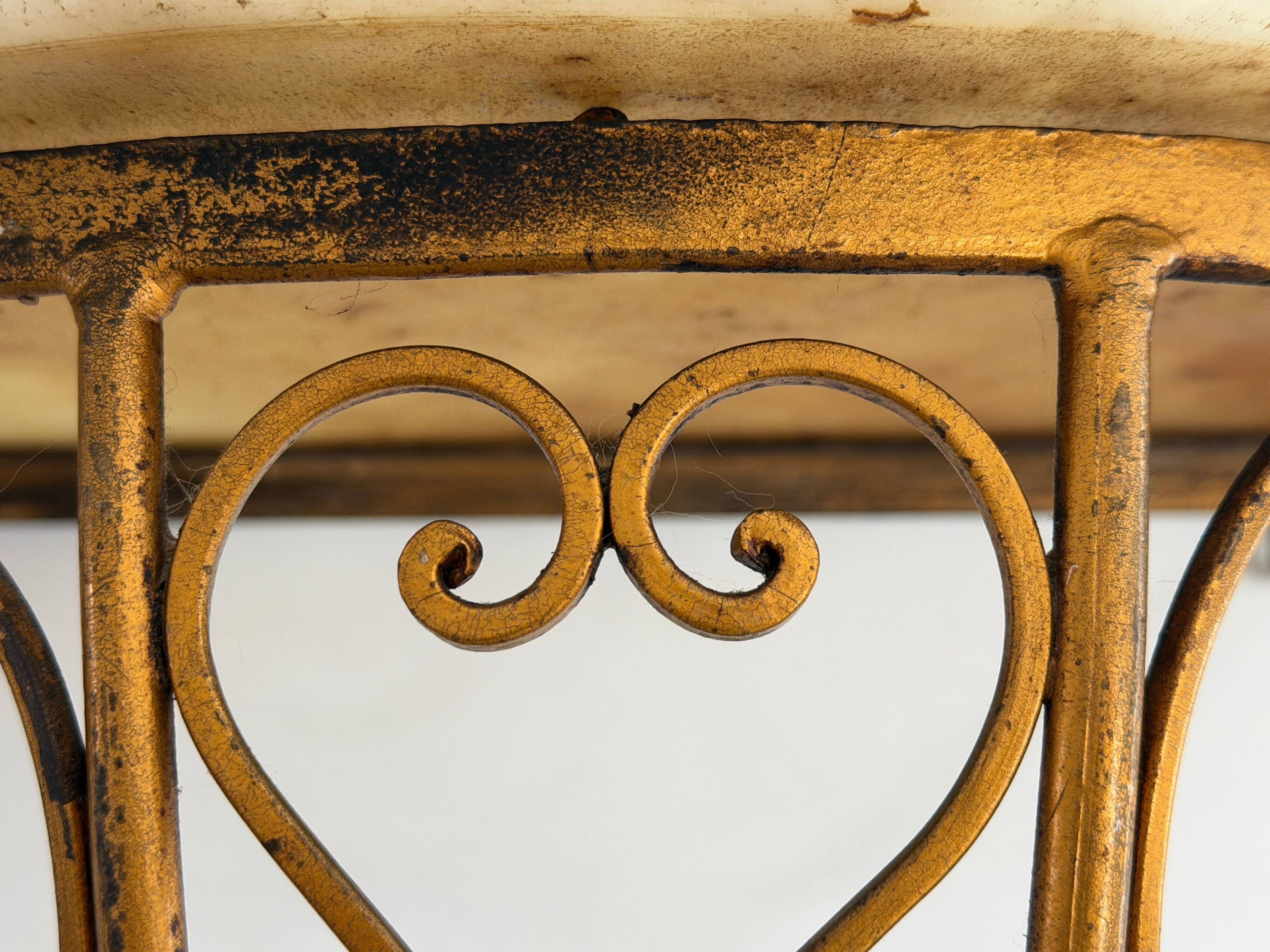 Mid-century floating wall console in wrought iron, 1950, Italy