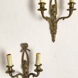 Paire d'appliques anciennes en bronze doré , style louis XVI
