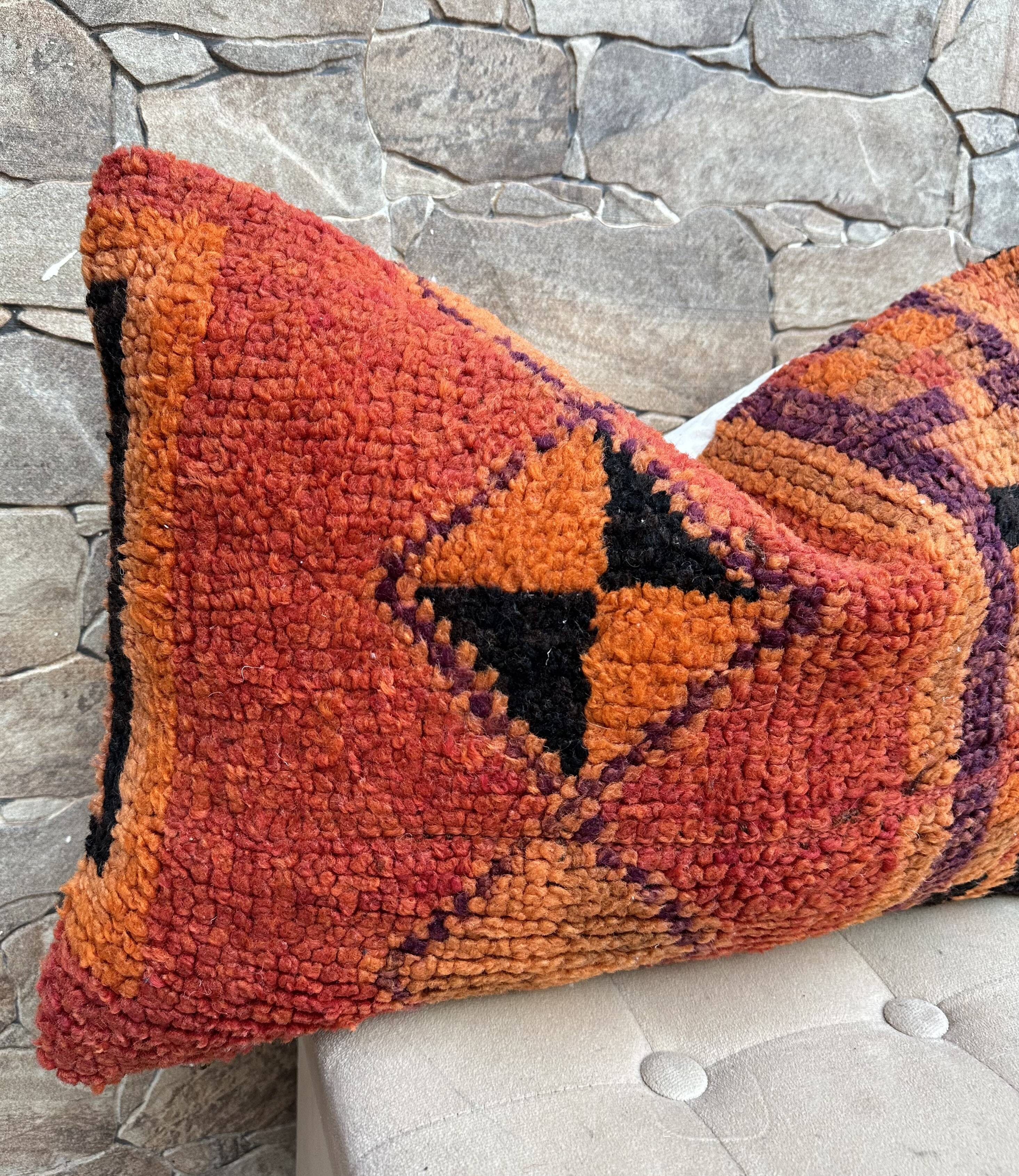 Vintage Berber wool cushion cover, decorative cushion