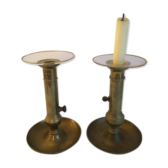 Set of brass candle holders