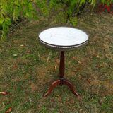 Healed tripode in wood and white marble