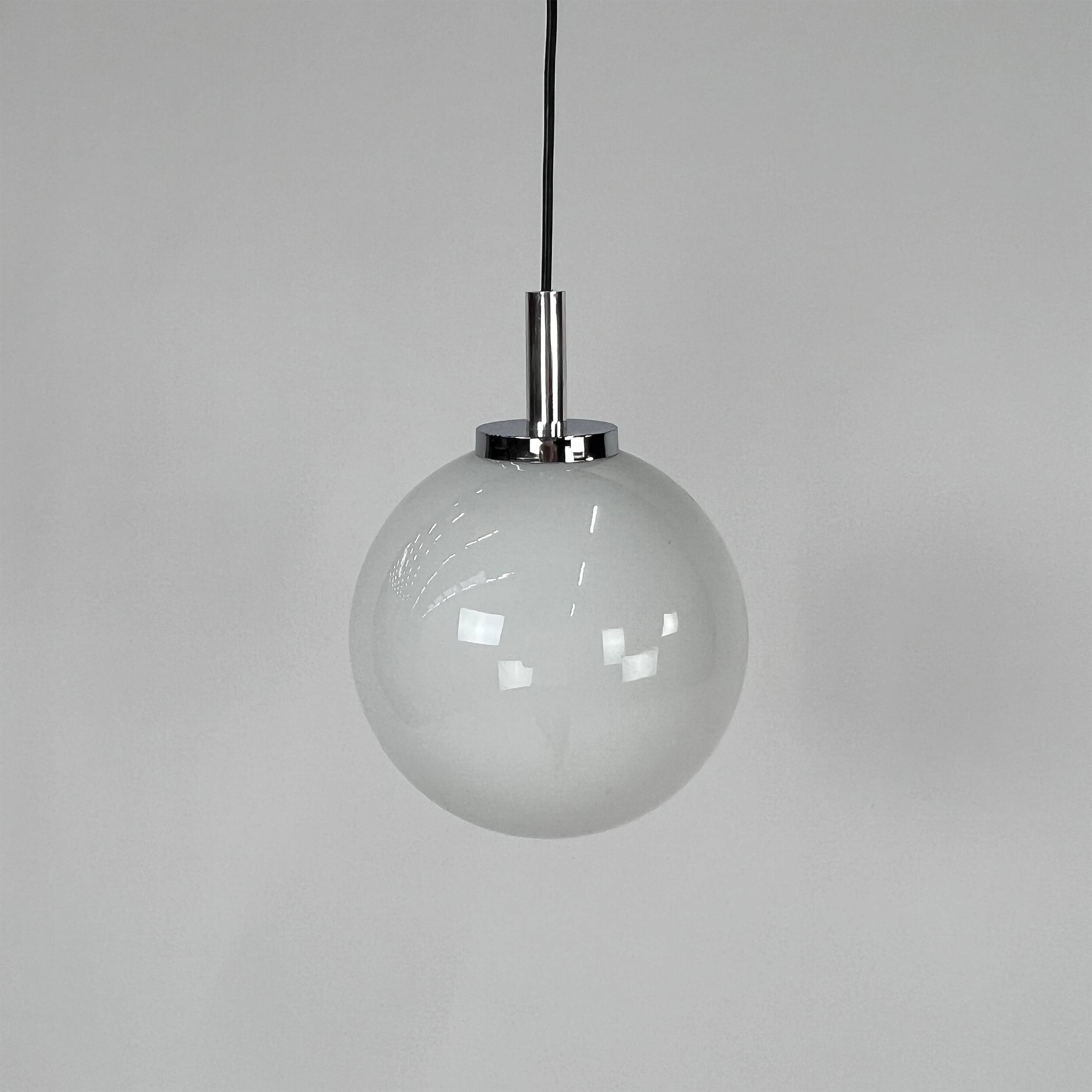 Set of 2 Mid Century Hanging Bol Lamps by Glashutte Limburg, 1970s