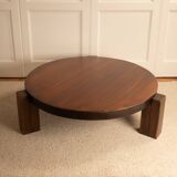 Circular tripod coffee table in oak - 70s
