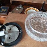 Plafonnier applique pointe diamant verre moulé base bakélite