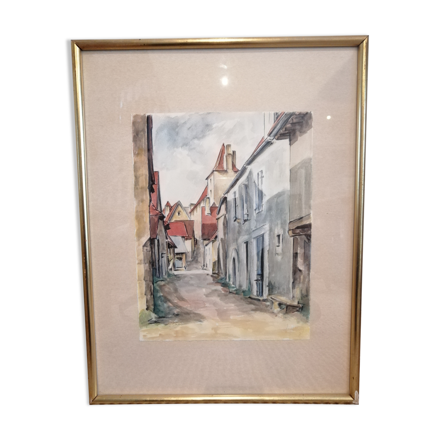 Watercolor painting of an alley