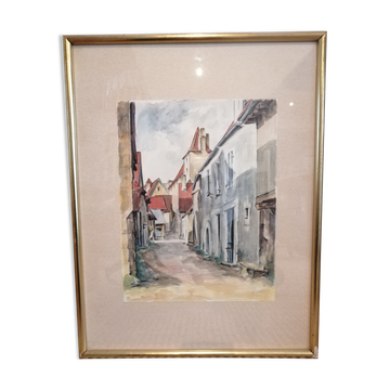 Watercolor painting of an alley