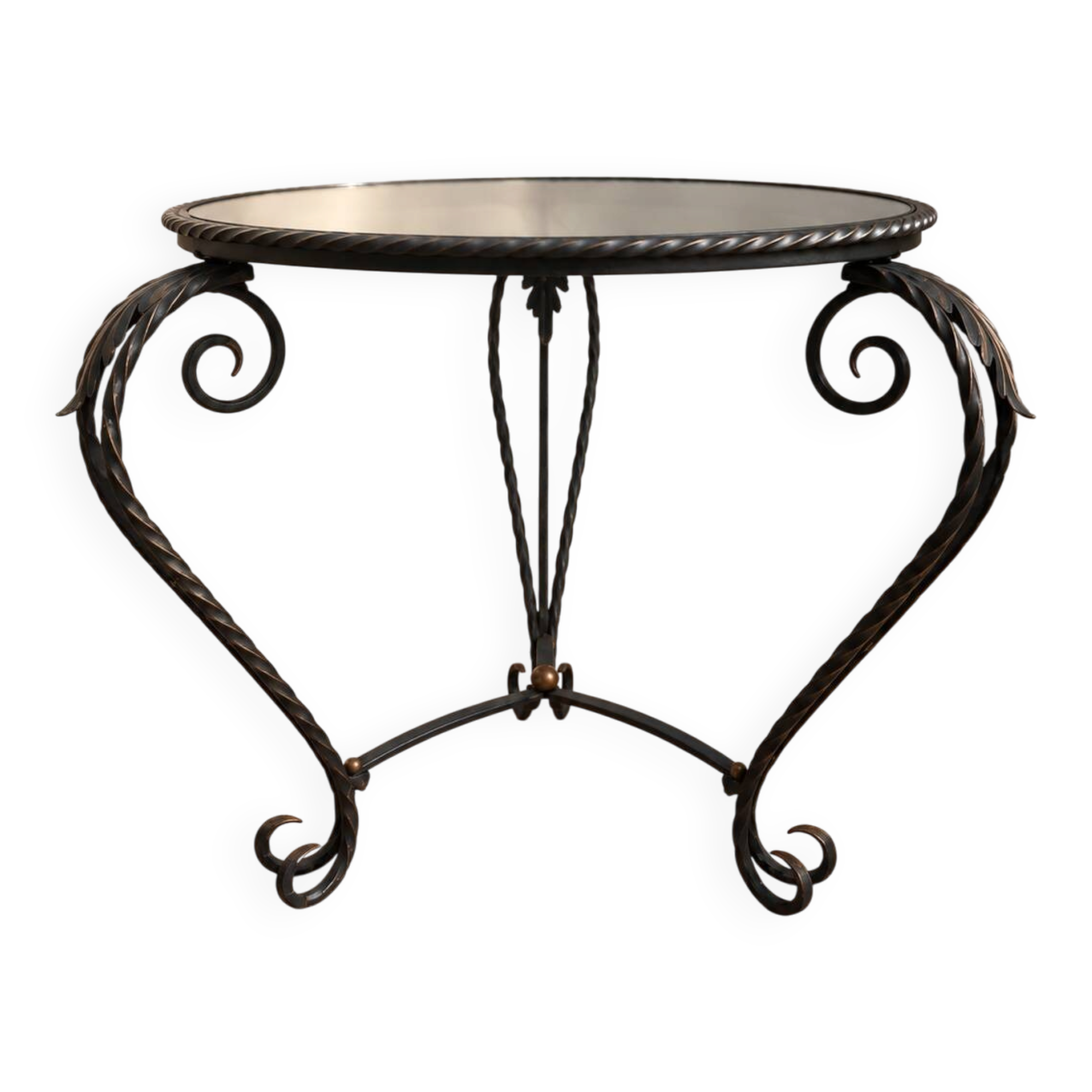 Petite table en fer forgé et miroir des années 50 - Spéciale petit espace