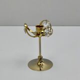 Vintage candle holder in 24 carat gold plated brass and Swarovski crystal, Palwa, Hollywood Regency. Allem