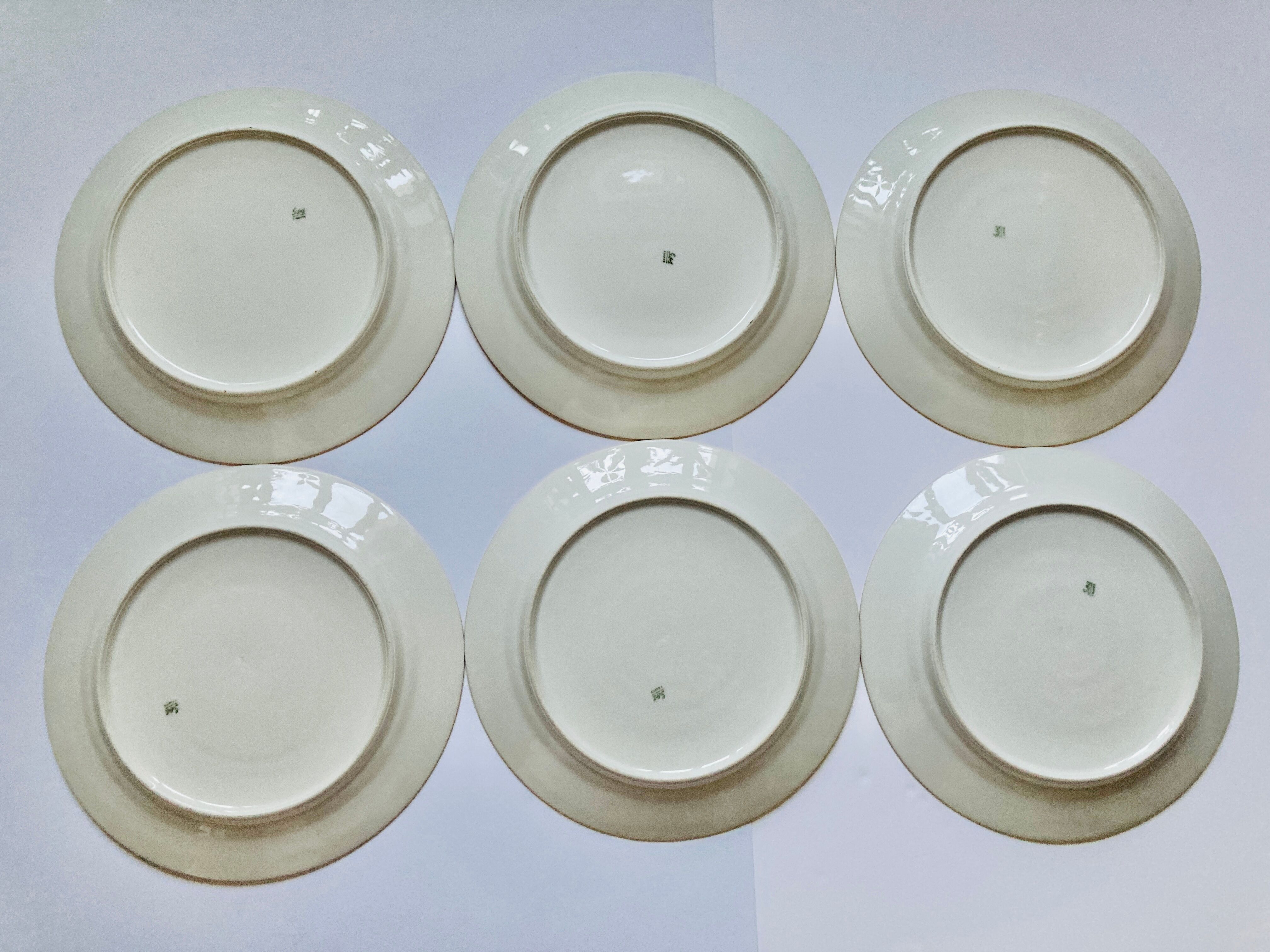 Set of 6 plates GDA France Limoges with golden rim 50's