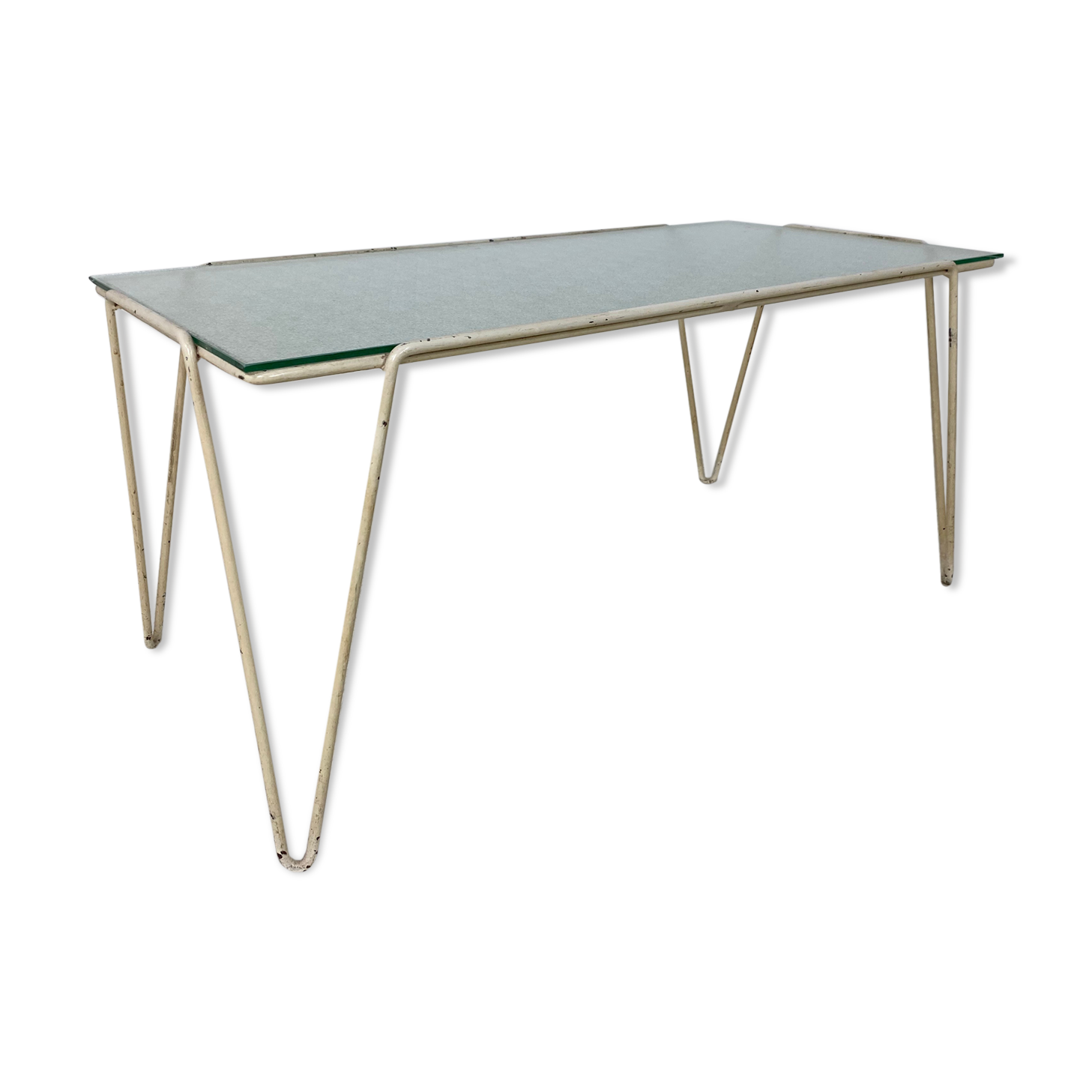 Table basse moderne vintage avec pieds en épingle à cheveux, années 1950